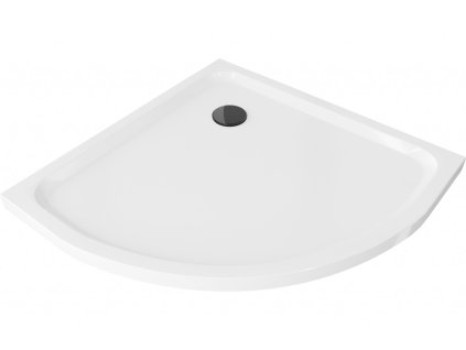 MEXEN/S - Flat sprchová vanička čtvrtkruhová slim 80 x 80, bílá + černý sifon 41108080B