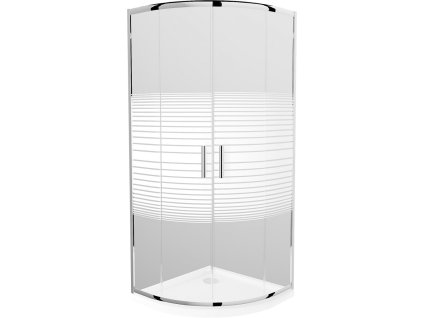 MEXEN/S - Rio čtvrtkruhový sprchový kout 80 x 80, pasy, chrom + vanička se sifonem Flat, bílá 863-080-080-01-20-4110