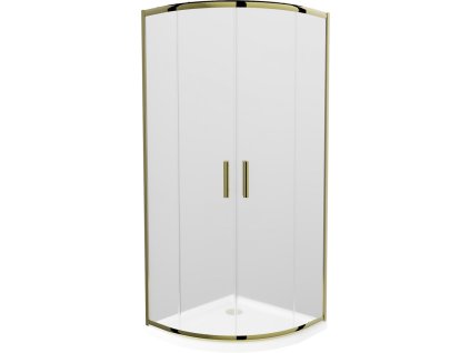 MEXEN/S - Rio sprchový kout čtvrtkruh 80x80, dekor, zlatá + bílá vanička se sifonem 863-080-080-50-30-4110G