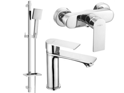 MEXEN/S - Royo DQ45 Set umyvadlové a sprchové baterie s příslušenstvím, chrom 72204DQ45-00
