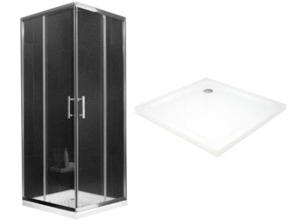 MEXEN/S - Rio Sprchový kout čtvercový 90x90, transparent, chrom + vanička se sifonem 860-090-090-01-00-4010