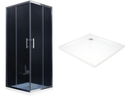 MEXEN/S - Rio Sprchový kout čtvercový 90x90, grafit, chrom + vanička se sifonem 860-090-090-01-40-4010