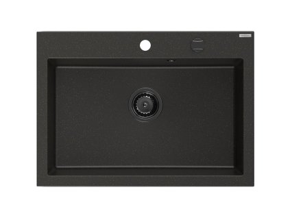 MEXEN/S - Elix granitový dřez 1-miska 700 x 500 mm, černá/zlatá metalik, sifon černá 6526701005-75-B