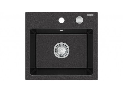 MEXEN - Milo granitový dřez 1-miska 435x410 mm, černá skvrnité 6505441000-76