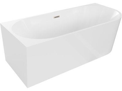 MEXEN/S - Mia volně stojící rohová vana levá 180 x 80, bílá, sifon a přepad nikl kartáčovaná 52691808000L-97