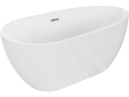 MEXEN/S - Eos volně stojící vana 150 x 75, bílá, sifon a přepad chrom 52471507500-01