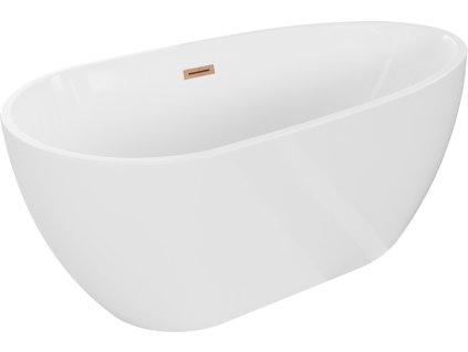 MEXEN/S - Eos volně stojící vana 150 x 75, bílá, sifon a přepad měď kartáčovaná 52471507500-65