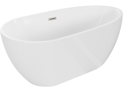 MEXEN/S - Eos volně stojící vana 150 x 75, bílá, sifon a přepad nikl kartáčovaná 52471507500-97