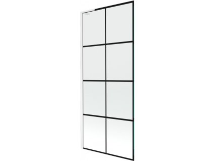 MEXEN/S - Next L vanová zástěna FIX 80 x 150, černá vzor, bílá 895-080-000-03-77-20