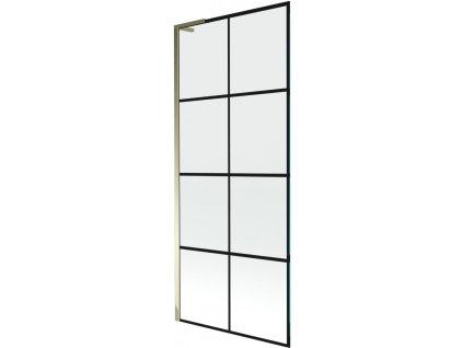 MEXEN/S - Next L vanová zástěna FIX 80 x 150, černá vzor, zlatá 895-080-000-03-77-50
