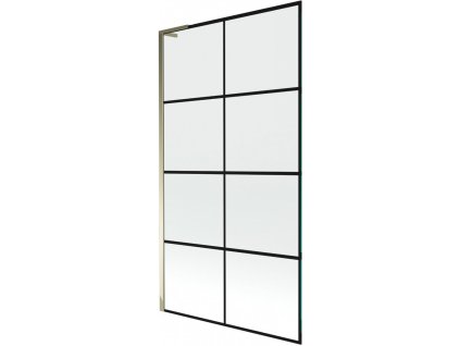 MEXEN/S - Next L vanová zástěna FIX 100 x 150, černá vzor, zlatá 895-100-000-03-77-50