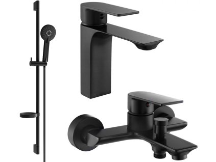 MEXEN/S - Alexa SET umyvadlová + vanová baterie s příslušenstvím DS40, černá 71203DS40-70