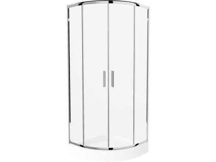 MEXEN/S - Rio čtvrtkruhový sprchový kout 80 x 80, transparent, chrom + vanička Rio 863-080-080-01-00-4710
