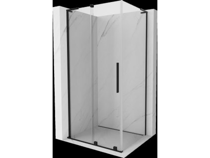 MEXEN/S - Velar L sprchový kout, posuvné dveře 90 x 75, transparent, černá 871-090-075-03-70