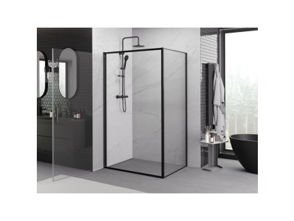 MEXEN/S - Exo sprchový kout dveře křídlové 95 x 85, transparent, černá 817-095-085-70-00