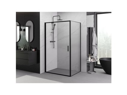 MEXEN/S - Exo sprchový kout dveře křídlové 100 x 90, transparent, černá 817-100-090-70-00