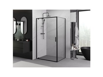 MEXEN/S - Exo sprchový kout dveře křídlové 80 x 85, transparent, černá 8181-080-085-70-00