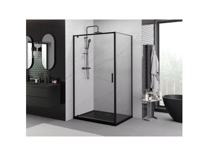 MEXEN/S - Exo sprchový kout dveře křídlové 85 x 90, transparent, černá 8181-085-090-70-00