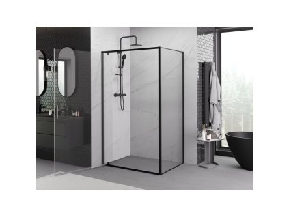 MEXEN/S - Exo sprchový kout dveře křídlové 90 x 80, transparent, černá 8181-090-080-70-00