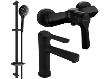 MEXEN/S - Saber DB74 Set umyvadlové a sprchové baterie s příslušenstvím, černá 72104DB74-70