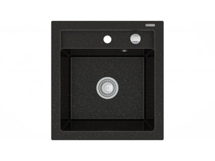 MEXEN - Vito granitový dřez 1-miska 520x490 mm, černá / kovové zlato 6503521000-75