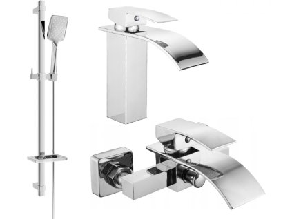 MEXEN/S - Aries DQ62 Set umyvadlové a vanové baterie s příslušenstvím, chrom 744803DQ62-00