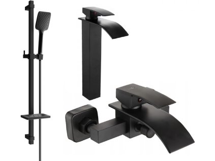 MEXEN/S - Aries DQ62 Set umyvadlové a vanové baterie s příslušenstvím, černá 744813DQ62-70