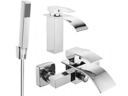 MEXEN/S - Aries R77 Set umyvadlové a vanové baterie s příslušenstvím, chrom 744803R77-00