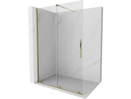 MEXEN/S - Velar posuvné sprchové dveře Walk-in 130, transparent, zlatá 871-130-000-03-50