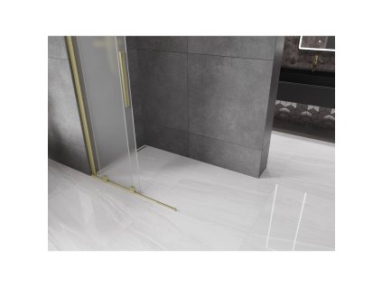 MEXEN/S - Velar Sprchová zástěna posuvná Walk-in 100 x 200, dekor 8 mm, zlato kartáčovaná 871-100-000-33-55