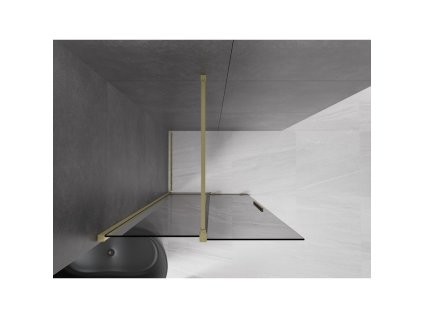 MEXEN/S - Velar Sprchová zástěna posuvná Walk-in 120 x 200, grafit 8 mm, zlato kartáčovaná 871-120-000-43-55