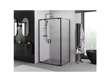 MEXEN/S - Exo sprchový kout dveře křídlové 70 x 90, transparent, černá 8182-070-090-70-00