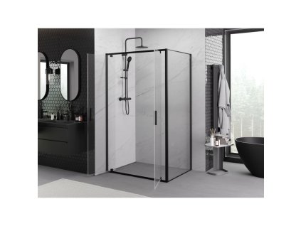 MEXEN/S - Exo sprchový kout dveře křídlové 90 x 95, transparent, černá 8182-090-095-70-00