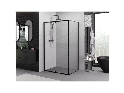 MEXEN/S - Exo sprchový kout dveře křídlové 90 x 80, transparent, černá 819-090-080-70-00