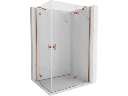 MEXEN/S - Mist H Duo sprchový kout dveře křídlové 85 x 115, transparent, měď kartáčovaná 8A5-085L-115P-65-00