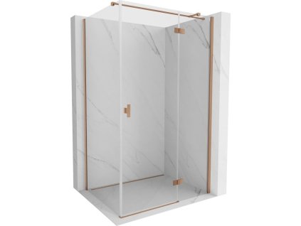 MEXEN/S - Mist H T sprchový kout dveře křídlové pravá 90 x 70, transparent, měď kartáčovaná 8A5T-090-070-65-00-P