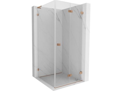 MEXEN/S - Lunar-F L sprchový kout skládací dveře pravá 80 x 80, transparent, měď kartáčovaná 836L-080-080-65-00-P