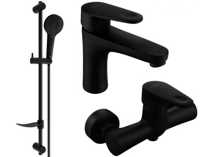 MEXEN/S - Kama DF05 Set umyvadlové a sprchové baterie s příslušenstvím, černá 72504DF05-70