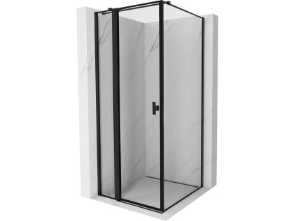 MEXEN/S - Mist T sprchový kout dveře křídlové levá 85 x 85, černý okraj, černá 8A4T-085-085-70-70-L