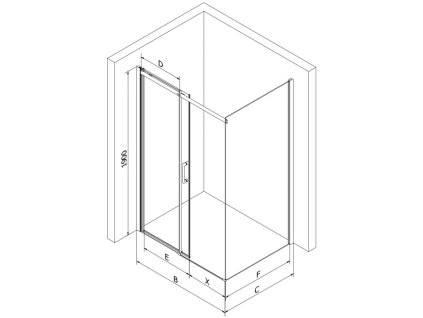MEXEN/S - Omega sprchový kout 100x90, transparent, černá + černá vanička se sifonem 825-100-090-70-00-4070B