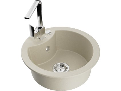 MEXEN/S - Diego granitový dřez 1-miska včetně baterie Rita, béžový 6512-69-670300-00