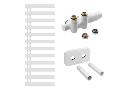 Koupelnový radiátorový set - EDINBURGH 500x1380mm, připojovací sada, Bílá