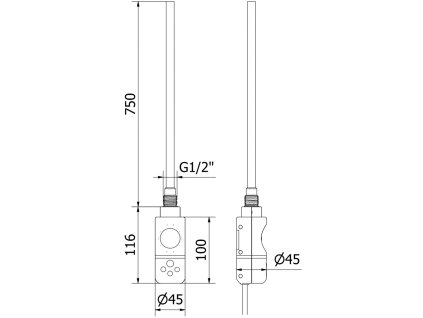 MEXEN/S - Hades radiátor + topná tyč 1500 x 500 mm, 900 W, černá W104-1500-500-2900-70