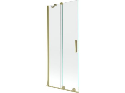 MEXEN/S - Velar Dvoukřídlá posuvná vanová zástěna 80 x 150, transparent, zlatá 896-080-000-01-50