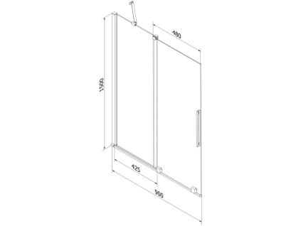 MEXEN/S - Velar Dvoukřídlá posuvná vanová zástěna 90 x 150, transparent, zlatá 896-090-000-01-50