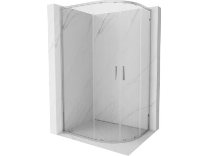 MEXEN/S - Exo čtvrtkruhový asymetrický posuvný sprchový kout 100 x 80, transparent, chrom 8132-100-080-01-00