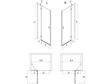 MEXEN/S - Mist-H sprchové dveře křídlové pravé 80, transparent, měď kartáčovaná 8A5-080-000-65-00-P