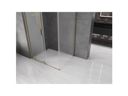 MEXEN/S - Velar L sprchový kout, posuvné dveře 100 x 110, dekor, zlato 871-100-110-33-50