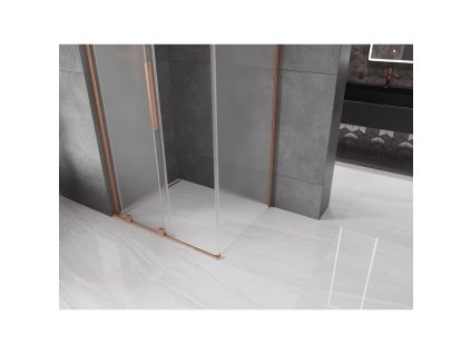 MEXEN/S - Velar L sprchový kout, posuvné dveře 100 x 120, dekor, měď kartáčovaná 871-100-120-33-65