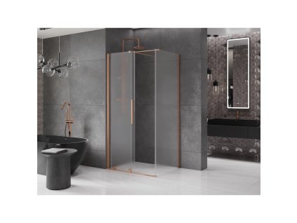 MEXEN/S - Velar sprchový kout, posuvné dveře 100 x 75, dekor, měď kartáčovaná 871-100-075-31-65